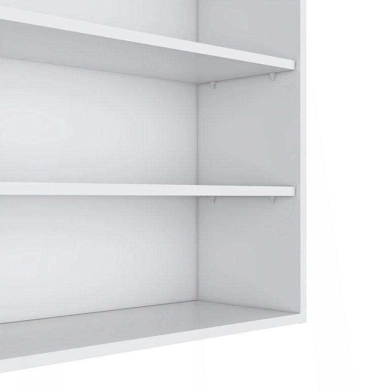 White Wall Cabinet With Open Storage, White