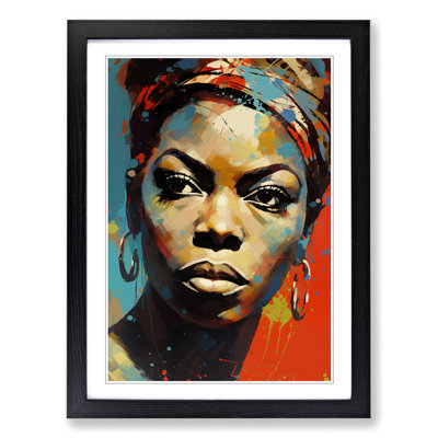 Nina Simone Expressionism - Single Picture Frame Print on Wood
