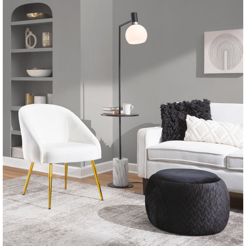 Chaise avec accoudoirs en velours Sutton, Blanc