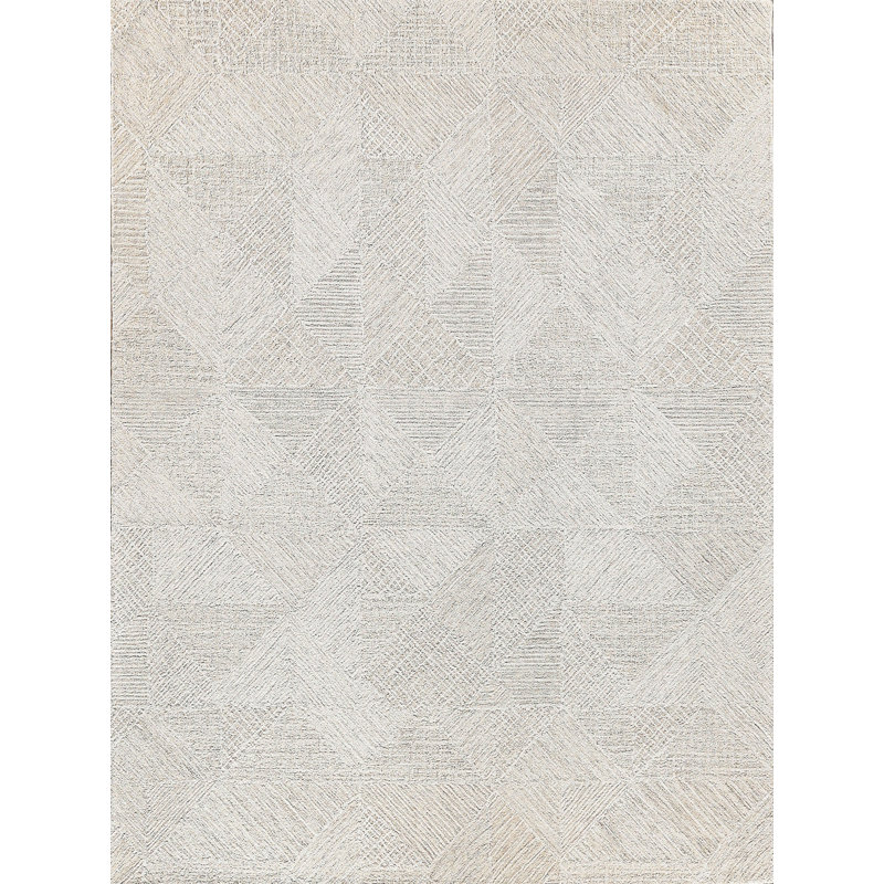 Caprice Geometric Handmade Tufted Area Rug, Beige/Ivory, Rectangle 8' x 10'