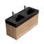 Meuble-lavabo mural moderne 48 po en chêne avec lavabo à surface solide noir mat d'ingénierie, tiroirs souples (24 po * 2)-131320889-131320891
