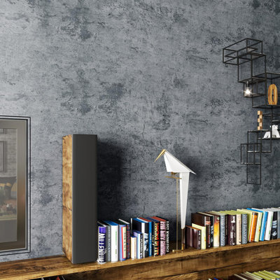 BURGELIY Concrete Peel And Stick Wallpaper - 16"X118" Self-Adhesive Vinyl, Waterproof, Removable, Matte Finish, Grey Blue For Walls, Furniture, Cabinets, And More