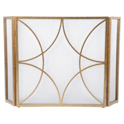 London 3 Panel Iron Fireplace Screen