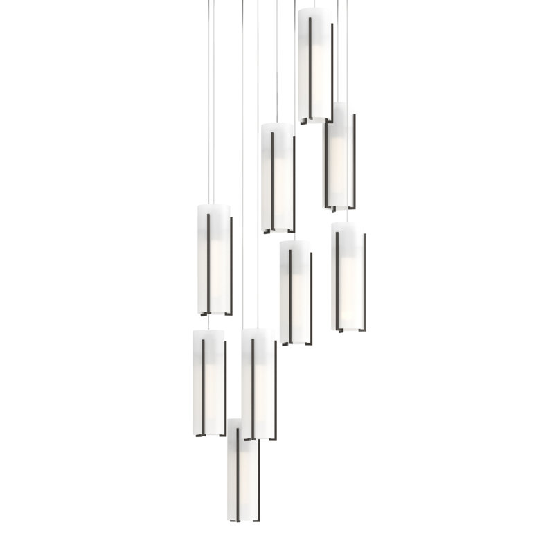 Exos 9 - Light Cylinder Pendant, Opal, Oil Rubbed Bronze, 13" - 130"