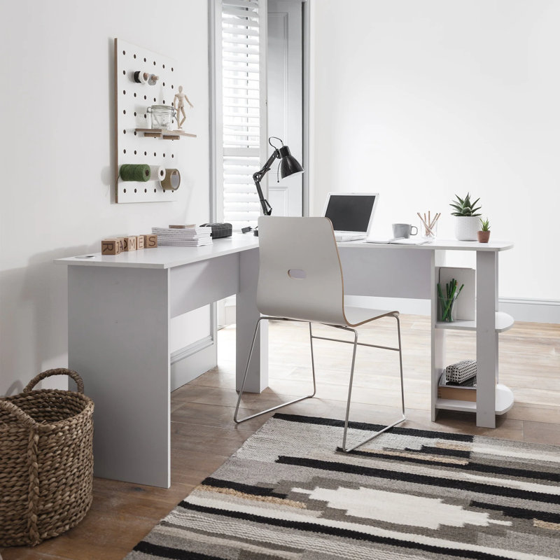 Alaina L-Shape Computer Desk, White