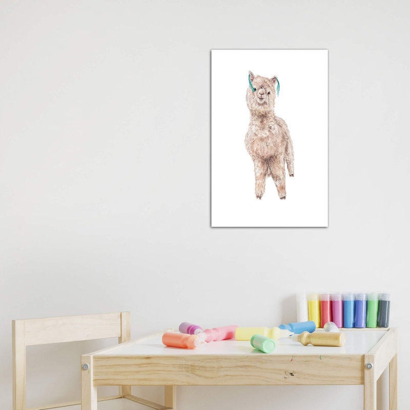 «Llama Silly» par Wandering Laur - impression d'art graphique, H 40 po x l 26 po x P 1,5 po, Toile tendue, Pas de tapis