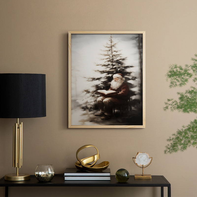 Art de Noël, série 2 - CCLXVII, reproduction encadrée - bois massif, H 15 po x l 12 po, Naturel