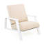 Outdoor Lounge Chair With Beige Cushion And White Wood - Ideal For Poolside Or Fire Pit Reading Relaxing-754835628