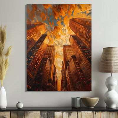 «Golden Perspective», gratte-ciel symphonie I - art mural gratte-ciel