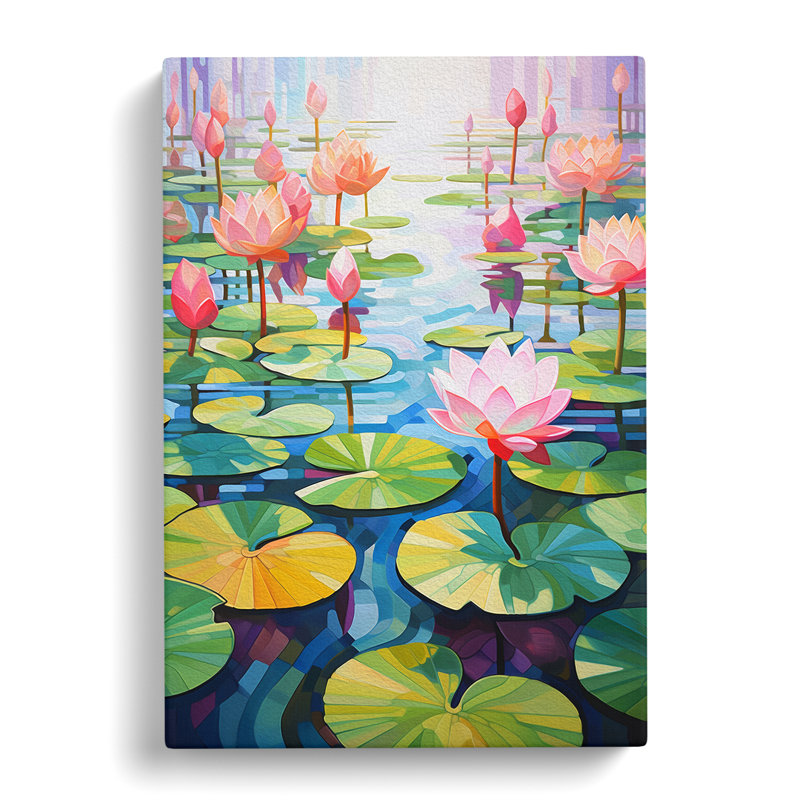 Water Lily Pond Cubism No.2 - No Frame Print, 50cm H x 35cm W x 3cm D