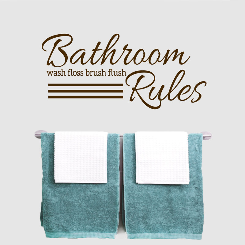 Décalcomanie murale règles de salle de bain, Brun