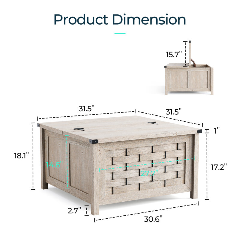 Farmhouse Coffee Table With Storage, Gray