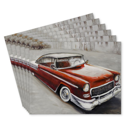 Vintage Classic Car Polyester Dreketi - Set of 6 Decor