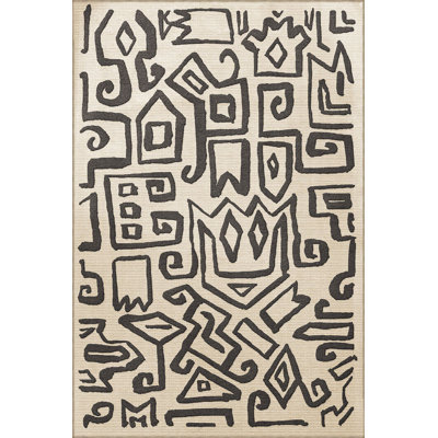 Black Themed Abstract Figure Patterned Creative Modern Decorative Washable Rug