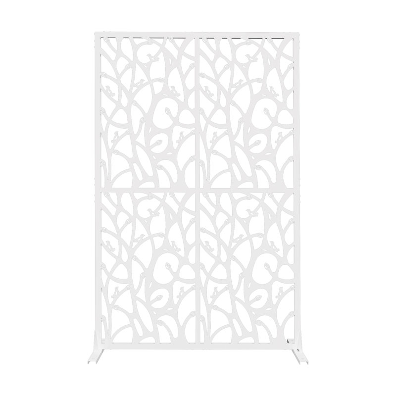 Cloison d'intimité en métal avec écran d'intimité autoportant pour balcon et patio, Blanc