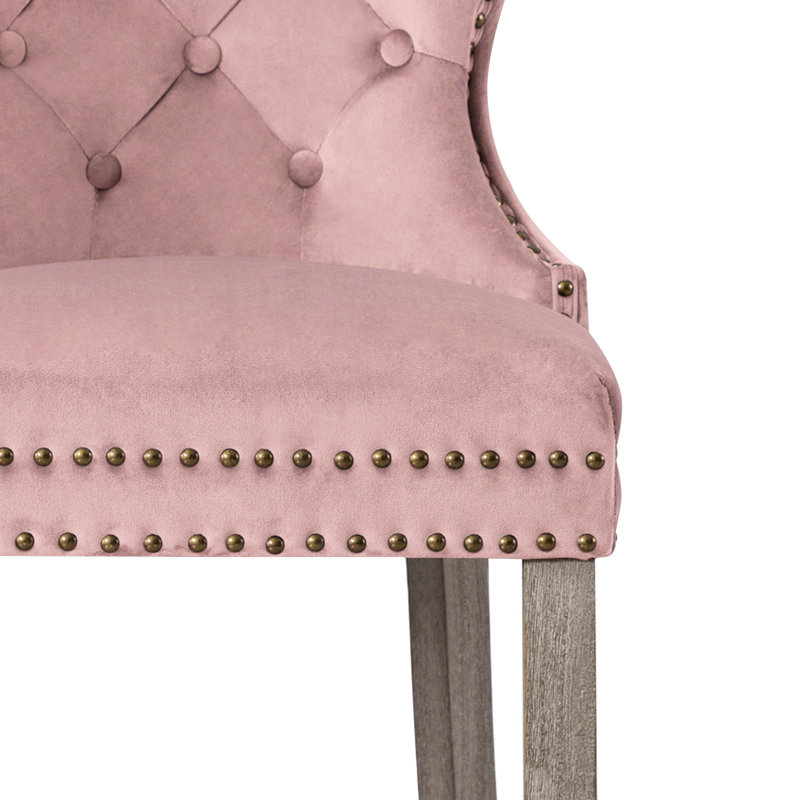 Tabouret de bar et de comptoir Kirsten, Tabouret de comptoir (siège d’une hauteur de 24, Rose / cadre gris antique