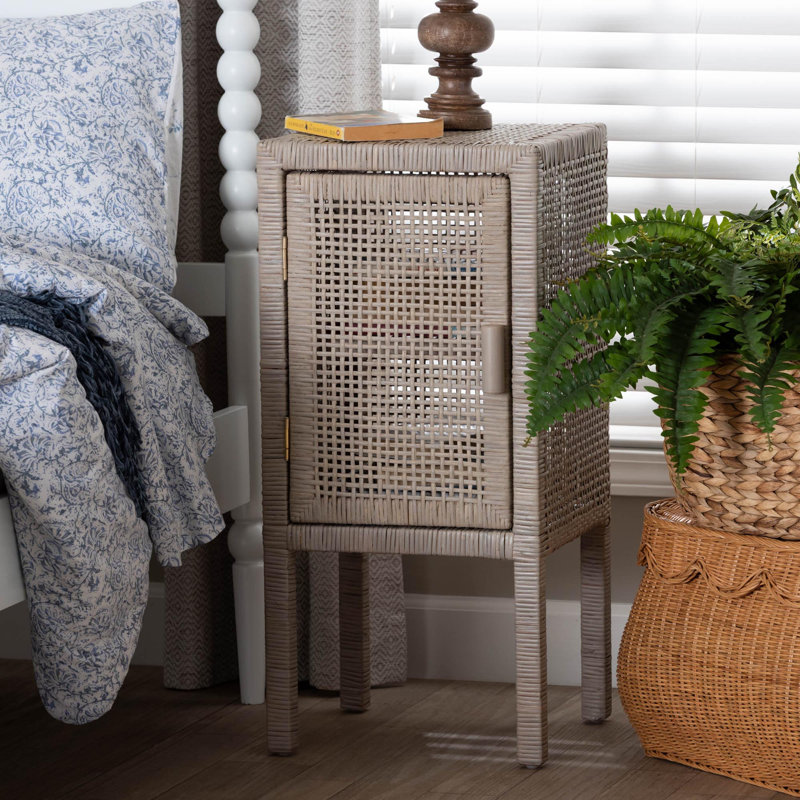 Table de chevet bali & pari Vivan Natural Rattan Natural, Gris français