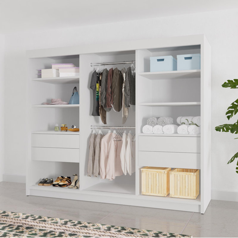 Dalyla 3 Door Sliding Wardrobe, White/Grey