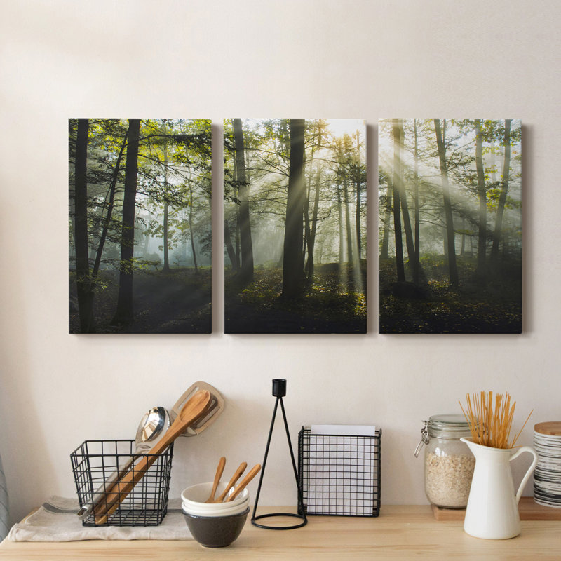 " Light And Trees " 3 - Pieces, 12" H x 24" W x 1.5" D