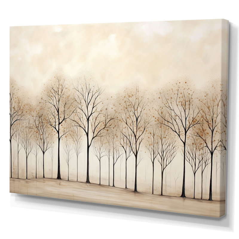 Harmonous, arbre beige, art V - arbres, art mural, Toile tendue, 30" H x 40" W