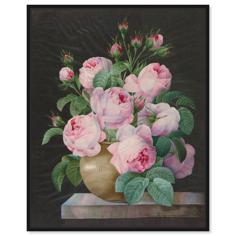 «Clayborne Blossom Canvas Classic Floral Vases» par , H 21 po x l 17 po, Cadre flottant noir