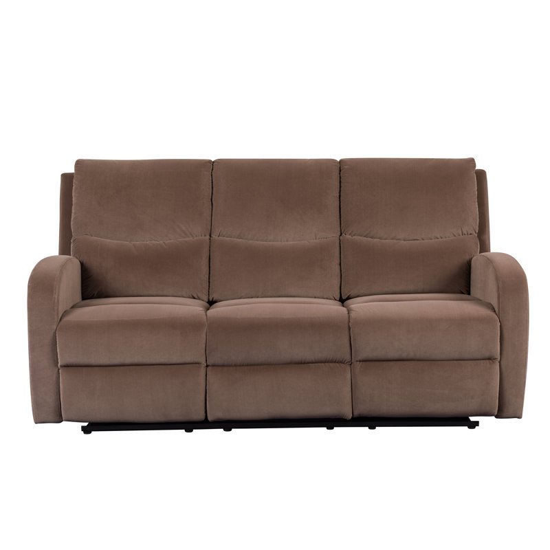 Sonay 72.5" Velvet Recessed Arm Reclining Sofa, Brown