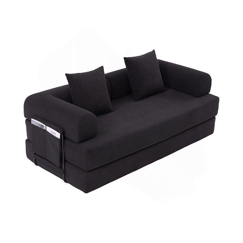 Canapé pliable et compressible, Velours côtelé noir