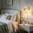 Plug in Wall Sconces Set of 2, Vintage Wall Sconce Light with Tulip Amber Glass Lampshade, Wall Sconce with Switch and Plug in Wall Lamp Cord, Gold Wall Light Decor Set of 2-960269410-960269411