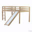 Rubber Wood Low Loft Bed with Slide-1727887990