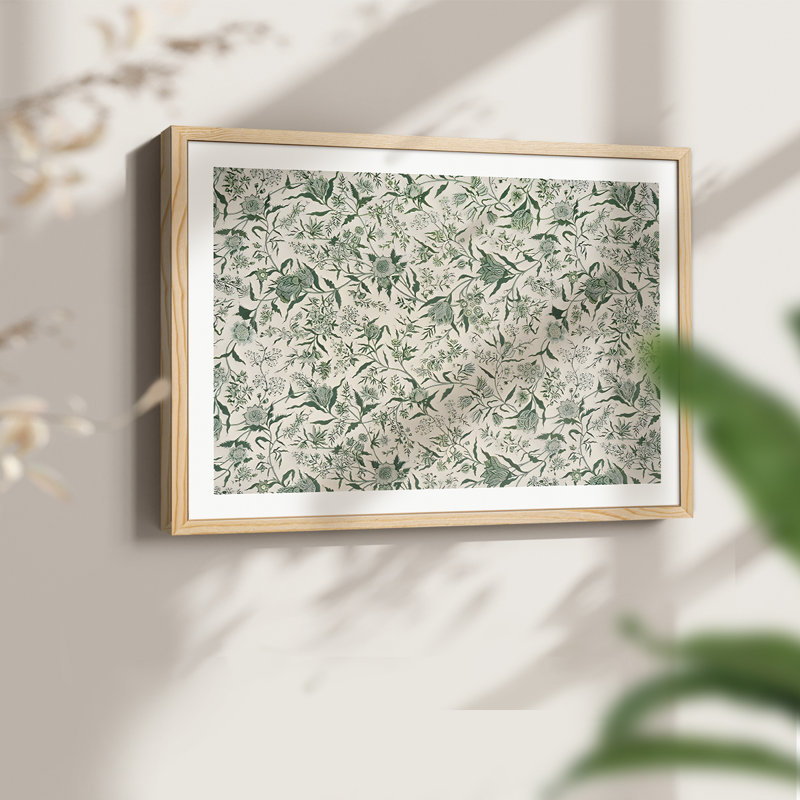 Motif floral rétro - impression encadrée, H 8 po x l 10 po, Naturel