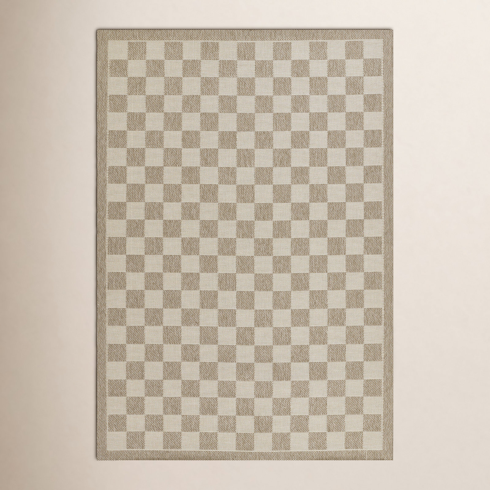 Saybrook Check Gray Indoor Outdoor Rug, Gray, Rectangle 8' x 10'