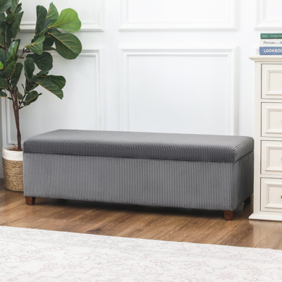 47 Inches Corduroy Storage Ottoman Bench