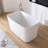 47" x 28" Freestanding Tub Soaking Solid Surface Bathtub With Seat