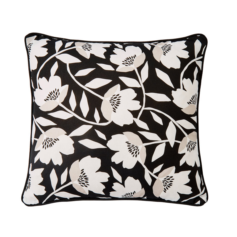 Luna Floral Square Throw Pillow Cover, Natural