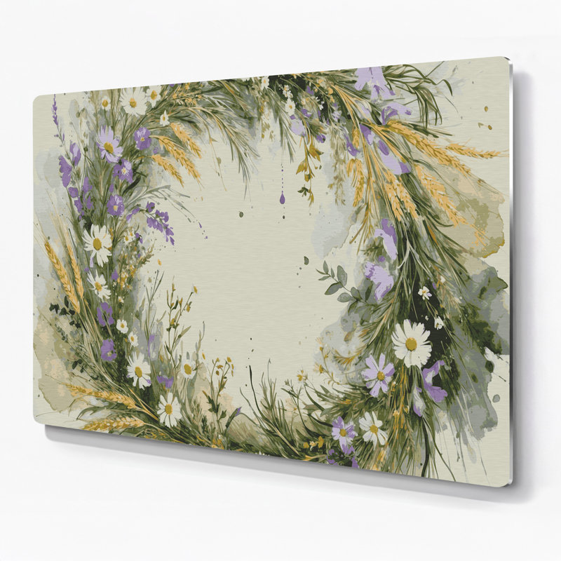 «Farm Farm Garland», art mural en métal beige, H 11 po x l 14 po