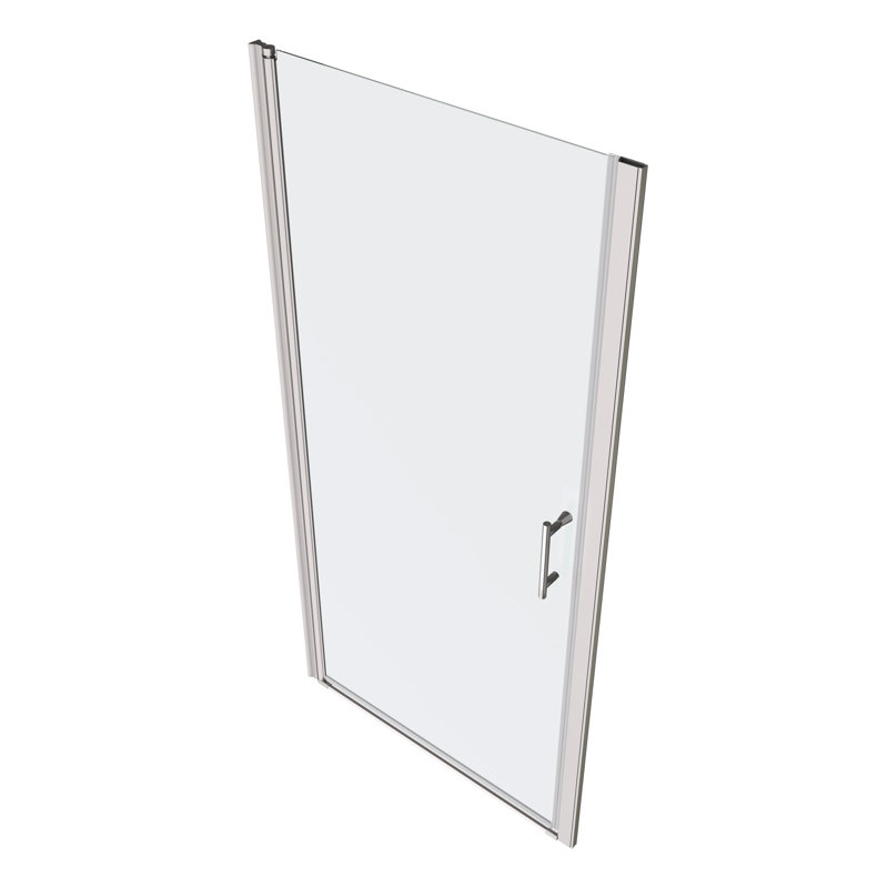 Porte de douche pivotante universelle avec finition - verre trempé de 1/4 po, rainure murale, poignée en acier inoxydable # 304, vérifiée, facile à installer, système confortable, bonne résistance aux fuites, couvercle réglable 28-29 3/8 po