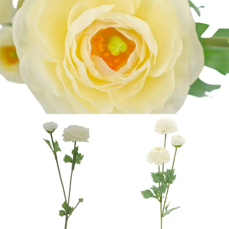 27" Artificial White Ranunculus Stems