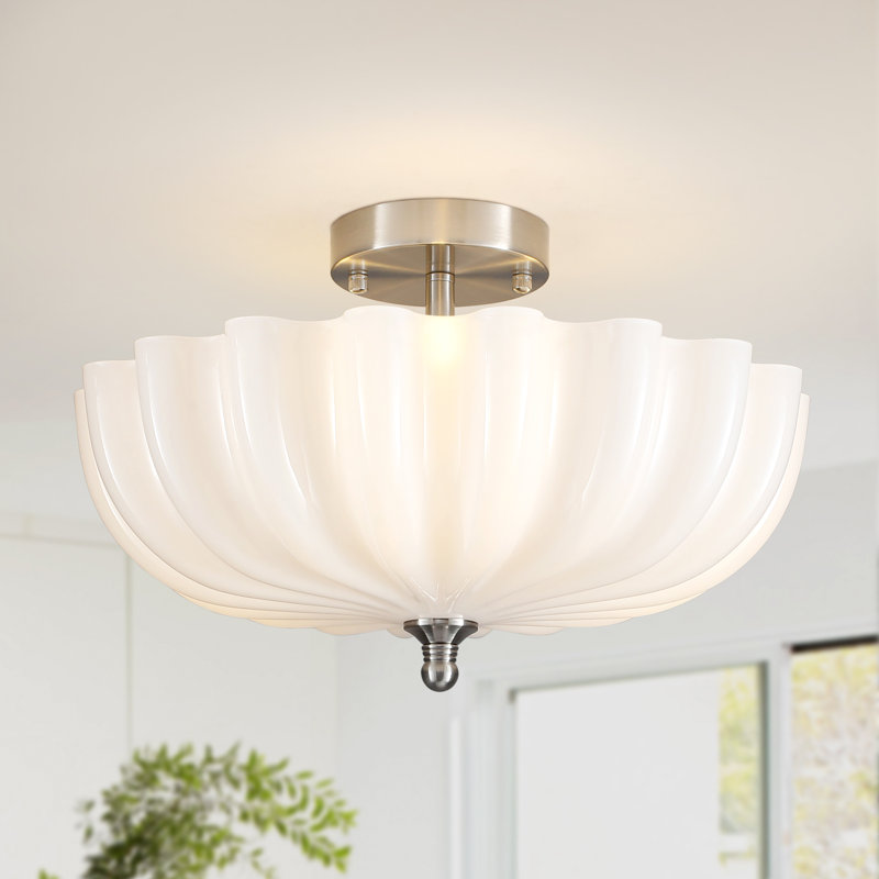 Plafonnier semi-encastré 3 lumières 15,74 po, Nickel
