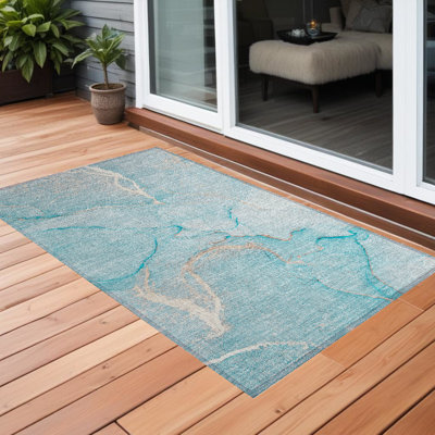 Tapis extérieur lavable antidérapant 2 pi x 3 pi bleu sarcelle