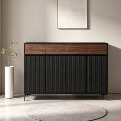 62.99"Light Luxury 4-Door 4-Drawer Plywood Shoe Cabinet – Large Capacity Entryway Storage