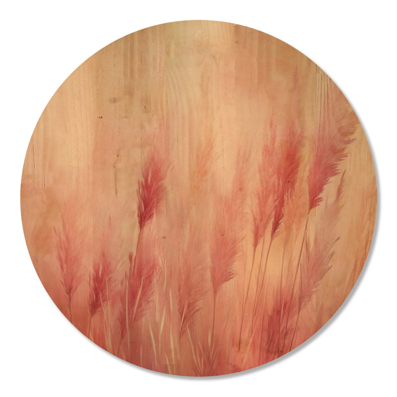 Décoration murale Blush Pampas Glow II - Botanique, Rond 36 po, Rond