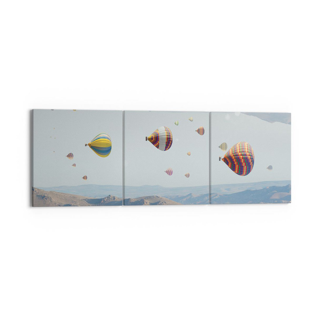 3-tlg. Leinwandbilder-Set Surrealism Flight Balloons