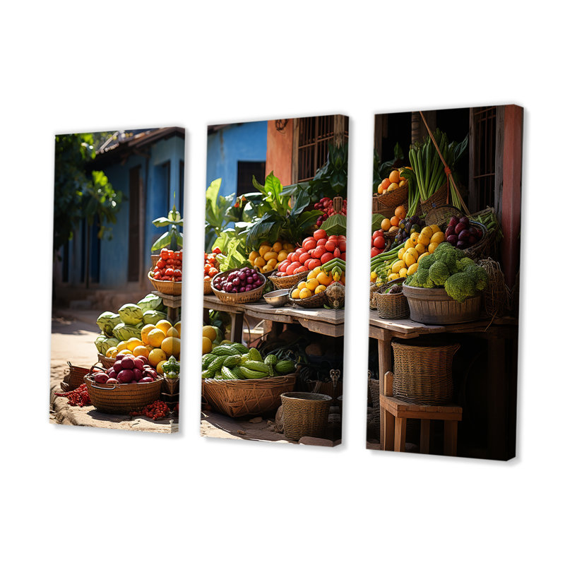 «Cuban Food Market Dream - Cuba», ensemble d'art mural, H 40 po x l 60 po x P 1 po
