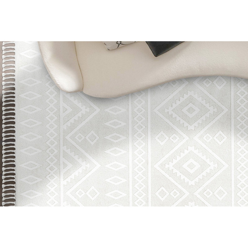 Tapis gris en polyester tissé à la machine Casuarina, Rectangle 2 pi 7 po x 4 pi 11 po