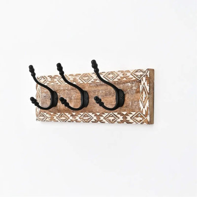 White Wash Wall Hook Mango Wood  Wooden Hook for Décor
