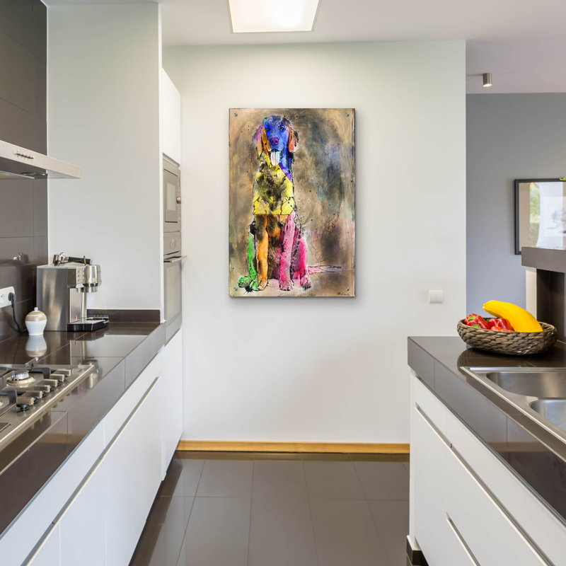 Art mural en verre Winston Porter «Happy No. 1» par Marta Wiley, H 36 po x l 24 po x P 0,2 po