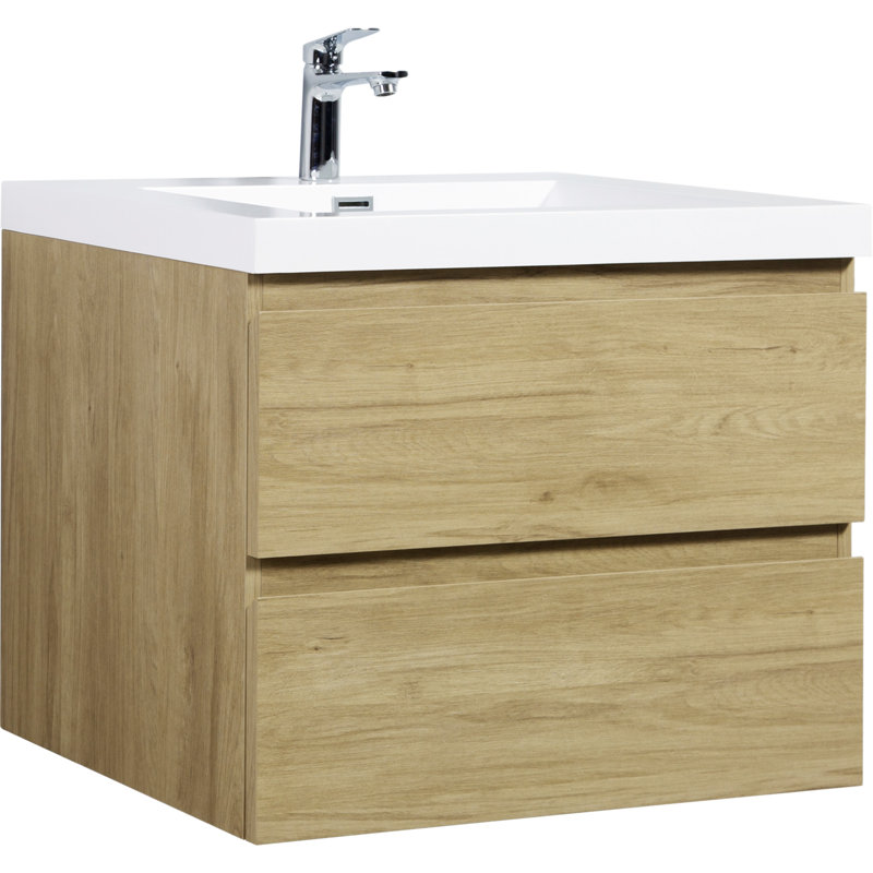 30" Floating Bathroom Vanity With Sink, Chêne