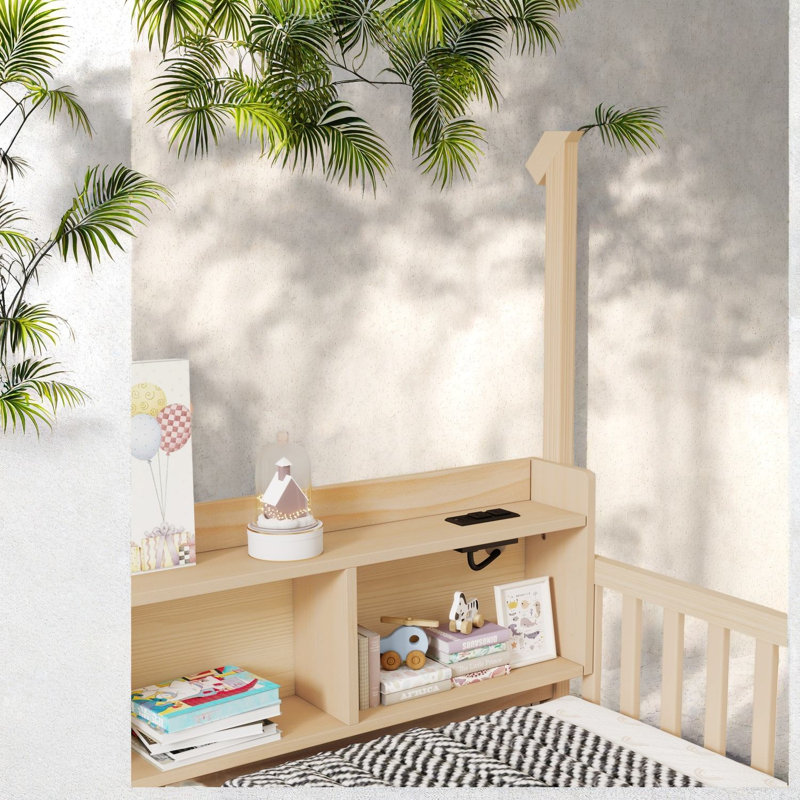 Lits pour maison avec rangement, lit double en bois de pin, chambre d'enfant de style campagne moderne