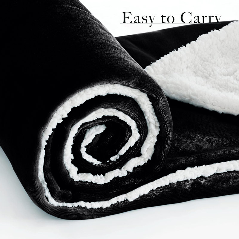 Adamczyk Soft Touch Mink Faux Fur Plush Sofa Throw/Blanket , 200cm x 240cm, Black