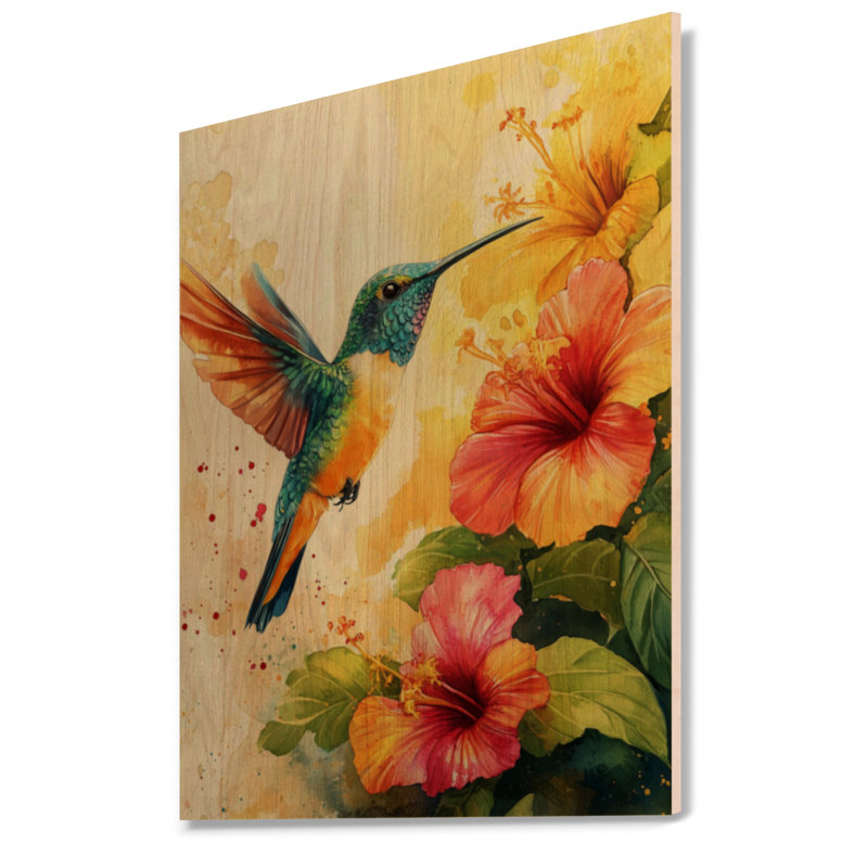 Art mural en bois «Hummingbird in Flight I», H 40 po x l 30 po, Rectangulaire